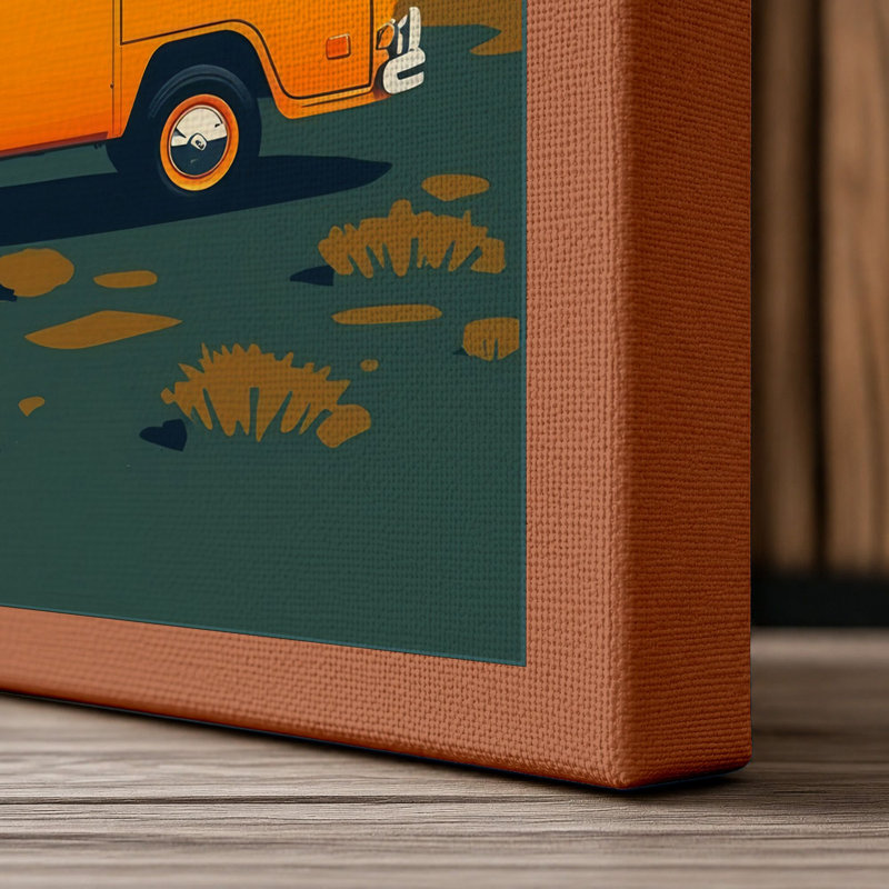 Desert Road Trip Retro - Wrapped Canvas, 18x12 - 45.7 x 30.5 cm, Terracotta Border