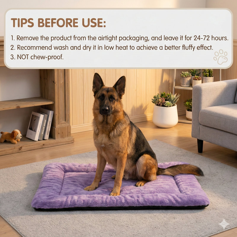 Tapis de caisse pour chien pour grandes canines, coussin de repos pour animal doux lavable à la machine avec une texture de bulle 3D, abat-jour mauve poussiéreux, dimensions 36 par 23 pouces