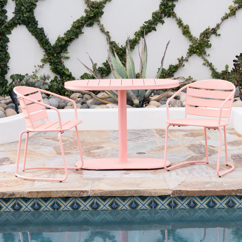 Table bistro en fer - Mobilier de salle à manger d'extérieur corail