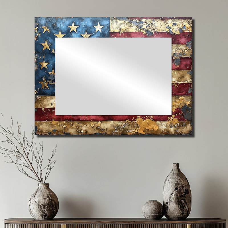 The Gilded Age Of Usa Flag I - Landscapes Accent Wall Mirror - Printed On Metal, 24" x 32"