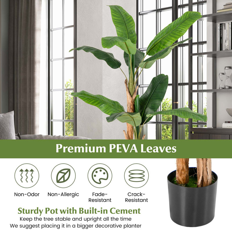 65'' Faux Banana Tree in Planter, 2