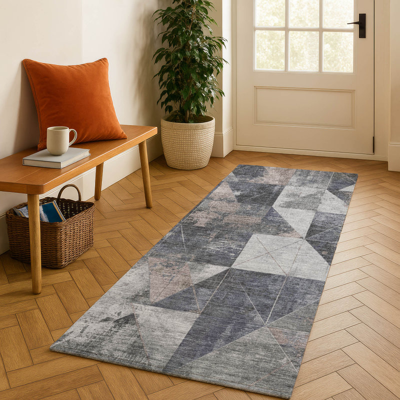 Premium Machine Washable Fairwood AMF1888 Geometric Rug, Runner 2'3" x 7'6"