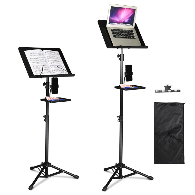 Yescom Music Sheet Stand 37"-61" Tiltable Widened Stable Tripod Base Storage Tray Carrying Bag Music Studio Event