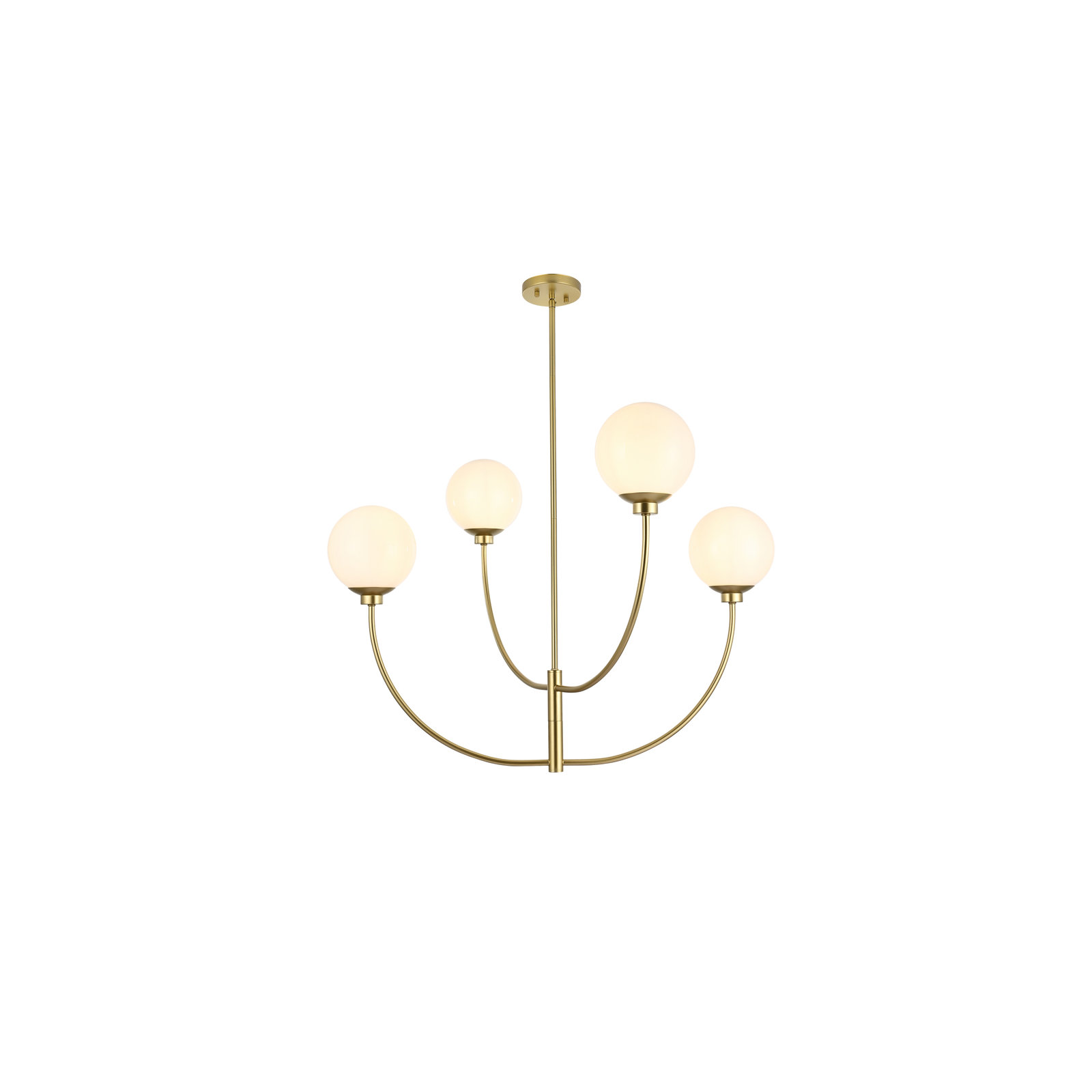 Kyle 4 - Light Dimmable Modern Linear Chandelier, Brass, 27" H x 36" W x 36" D