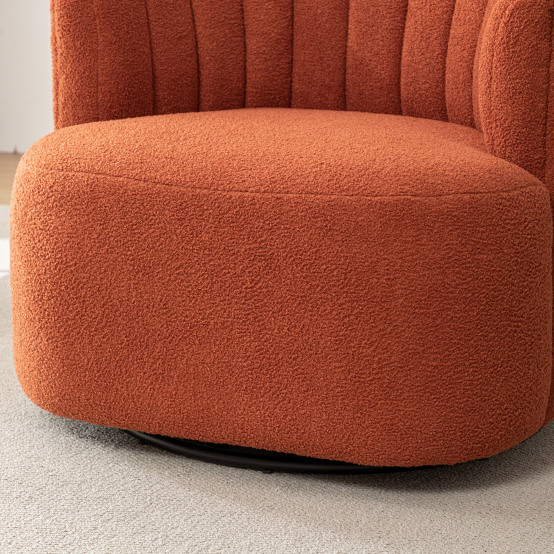 Fauteuil demi-tonneau pivotant Musaab, Orange moelleux