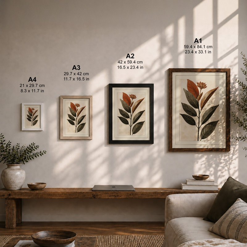 Single Stem Study Botanical - Framed Print, Unframed, A2 - 59.4 x 42.0 cm