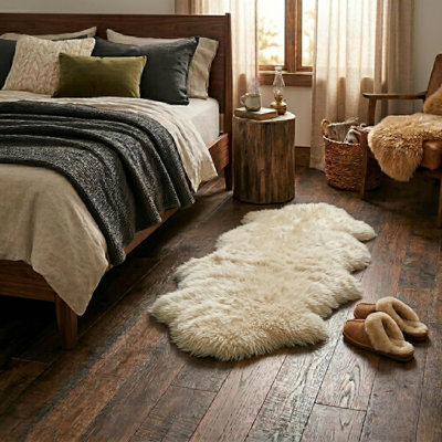 Plaid Premium Duo 100 % véritable peau de mouton – Blanc ivoire naturel, doux et moelleux, idéal pour la chambre ou le salon – Fabriqué en Argentine