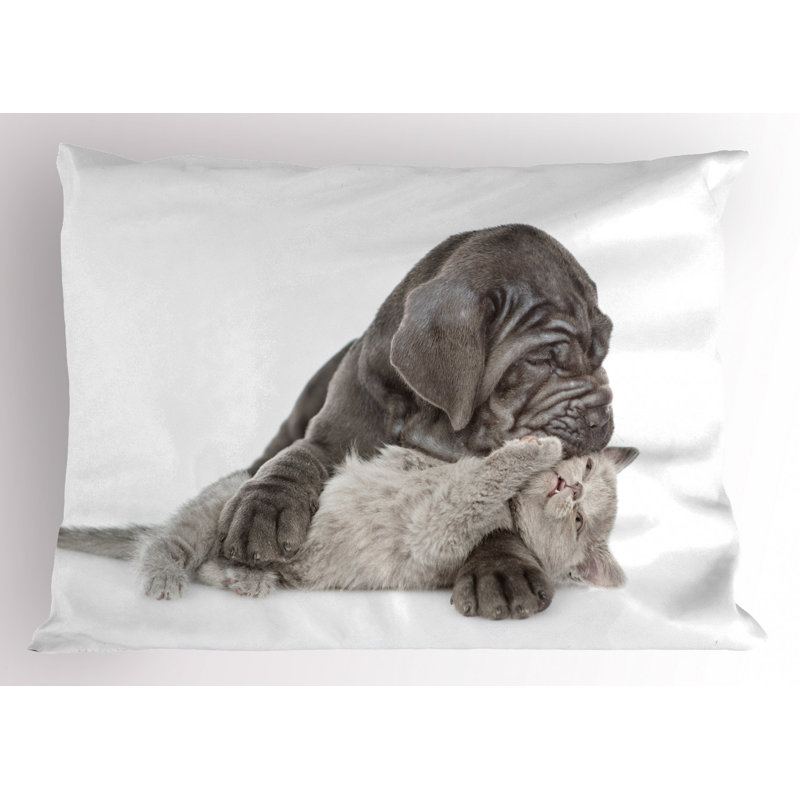 Gray/White Polyester Microfiber Piece Sham, Twin