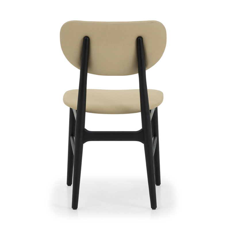 Stella Upholstered Dining Chair, Matte Black, Beige