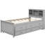 Lit simple gris avec rangement pour tête de lit, 3 tiroirs et plateforme en bois pour un lit gigogne paisible dans un espace fonctionnel solide-231320308