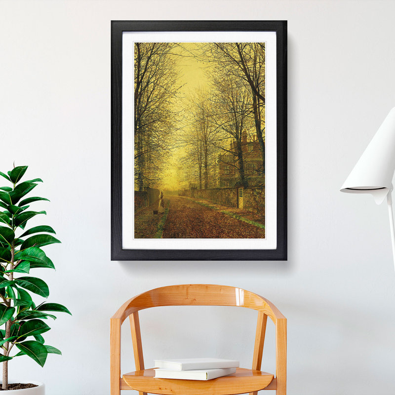 Autumns Golden Glow by John Atkinson Grimshaw - Picture Frame Graphic Art, 65cm H x 48cm W x 2cm D, Black Framed