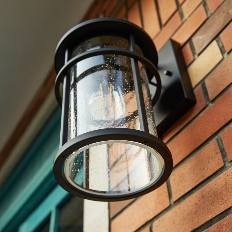 Schlesinger Matte Black Outdoor Wall Lantern, 33.5cm H x 19.2cm W x 24.4cm D