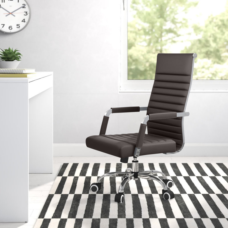 Wyndid Mid-Back Conference Chair with Arms, Brown