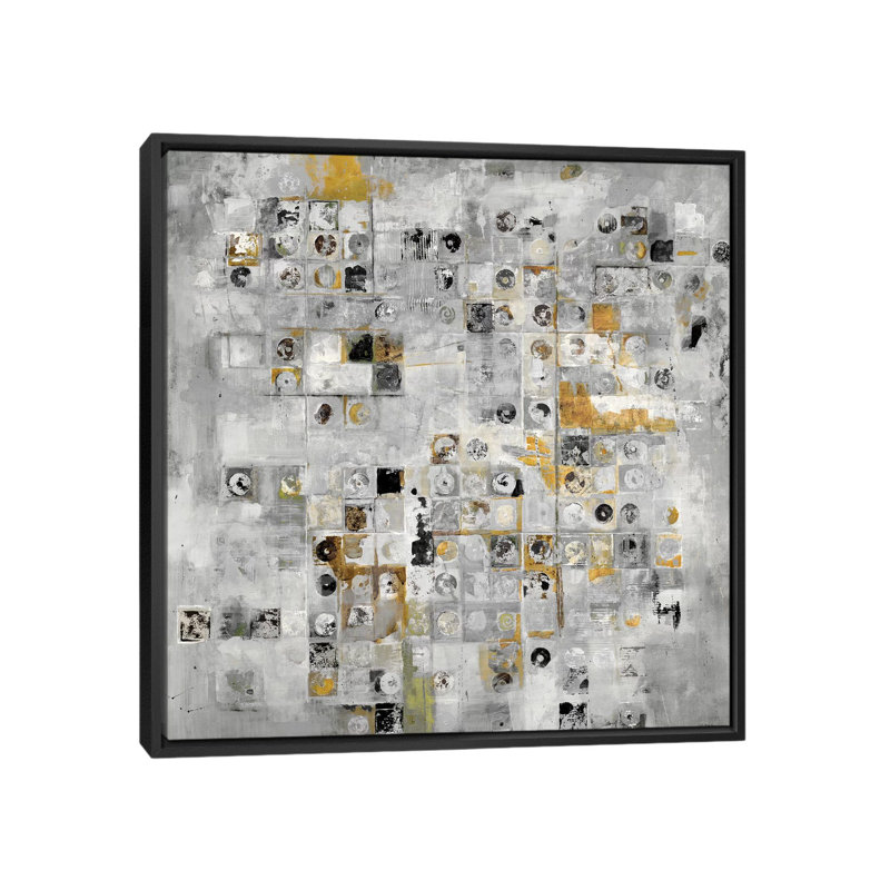 « axiom (gris) » par jill martin, impression sur toile, H 26 po x l 26 po x P 1,5 po, Toile avec cadre noir, Pas de tapis
