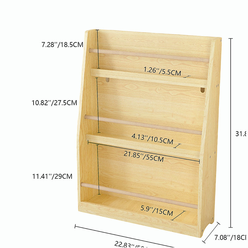3 Tier Kids Book Shelf,Kids Book Rack, Natural