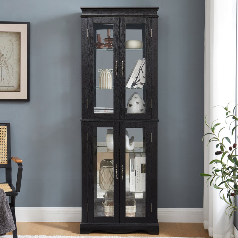 Vitrine lumineuse en verre avec tablettes réglables