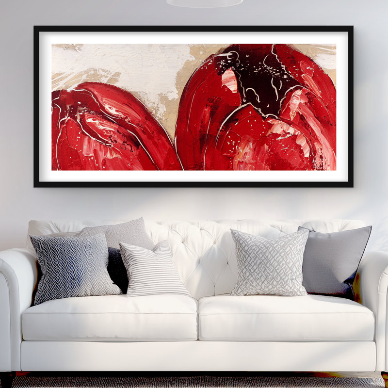 Deux tulipes rouges - reproduction encadrée romantique mate | Décoration intérieure