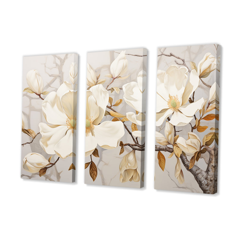 Ensemble de salon Elegant Beige Magnolias Serenyt - Magnolias, H 32 po x l 48 po x P 1 po