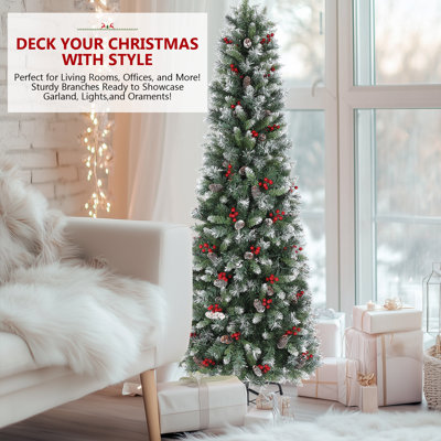 Arbre de Noël 6 pi avec lumières à DEL multicolores et arbres de Noël minces faciles à installer