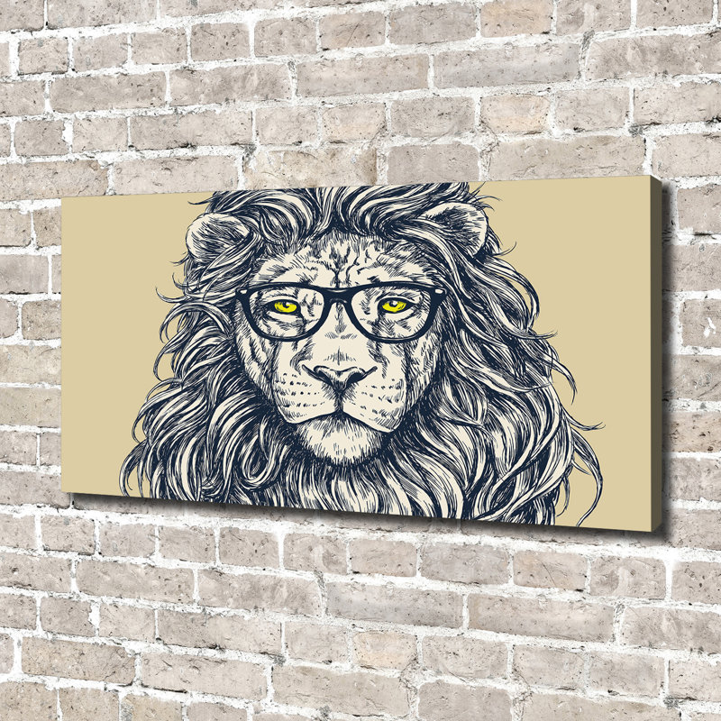 Lion Hipster - No Frame Print on Canvas