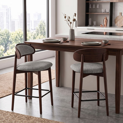 Wooden arc-shaped soft-panel bar stool