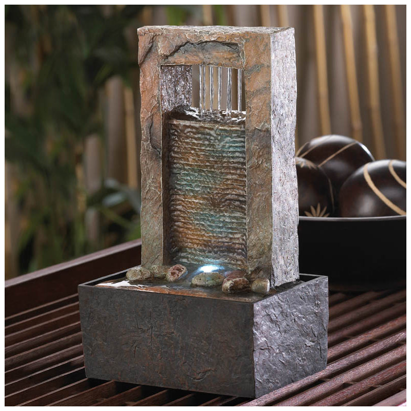 Omro Weather Resistant Table Top Fountain with Light