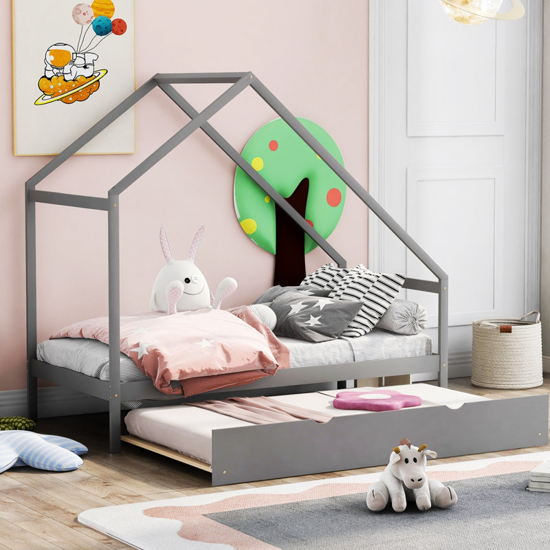 Lit pour enfant Ewenn, Simple, gris