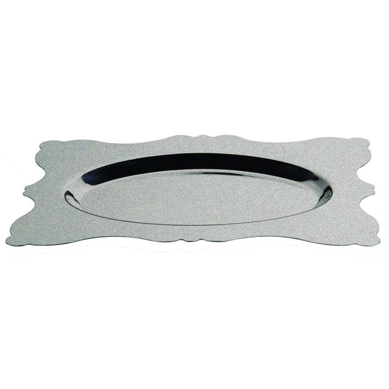 Dolce Vita Rectangular Tray 22" - 6 Pieces - Stainless Steel, Pewter, 2.76" H x 18.5" L x 13.39" W