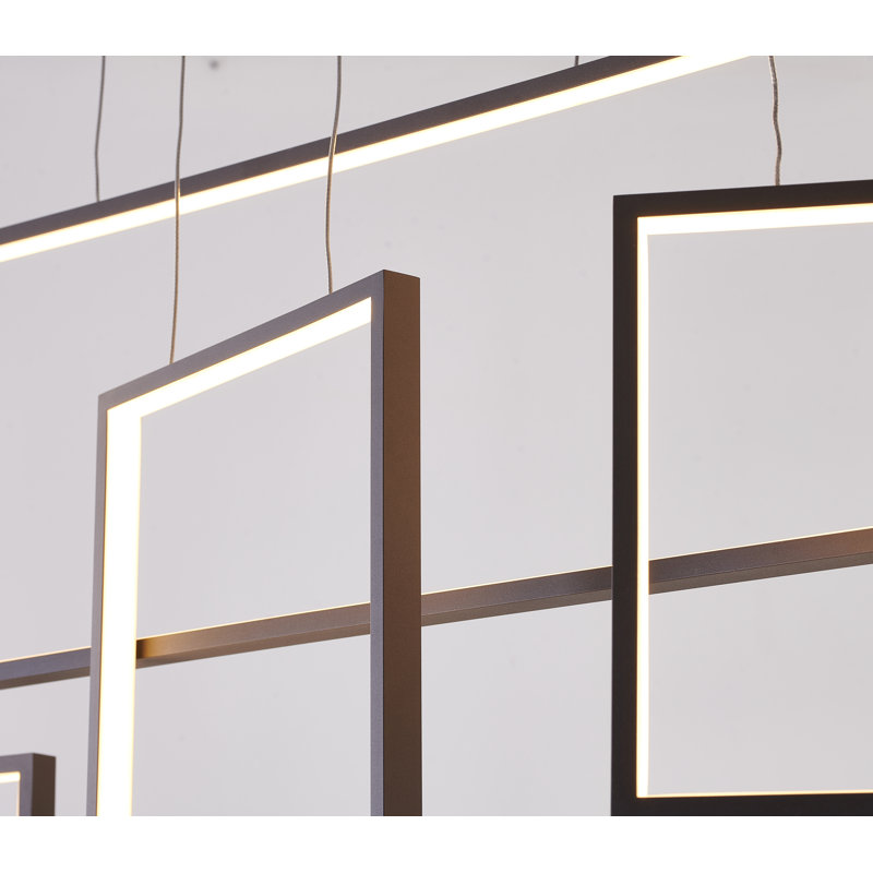 Larocca Brown LED Chandelier With Hanging Box Pendants