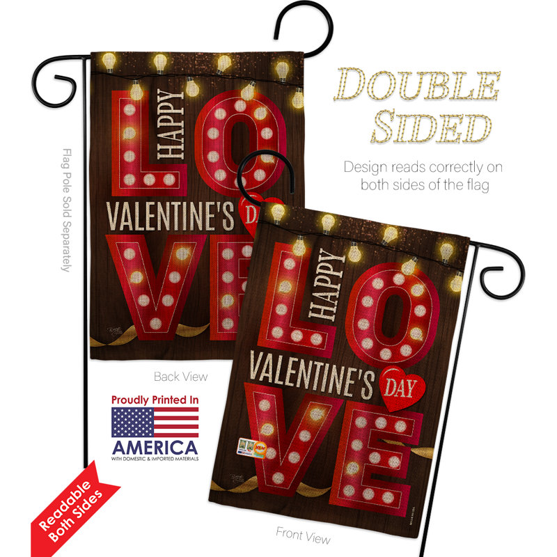 Éclairage de la Saint-Valentin à 2 faces en polyester 19 x 13 po Drapeau de jardin
