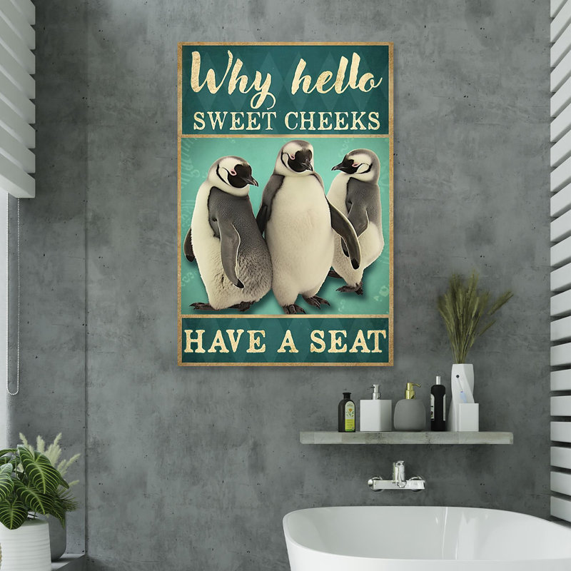 Les pingouins ont un siège - 1 pièce, reproduction d'art graphique sur toile tendue, H 14 po x l 11 po x P 1,25 po