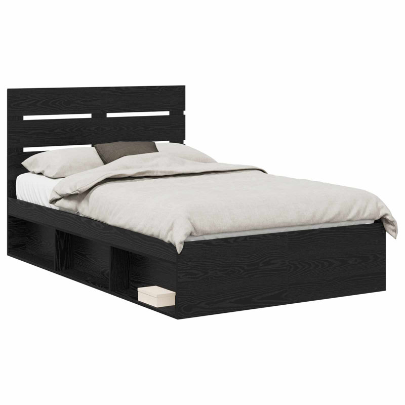 Solid Wood Bed, Black, Small Double (4')