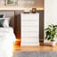 Commode 6 tiroirs pour chambre à coucher, commode haute pour chambre à coucher, commode moderne avec poignées dissimulées, armoire de rangement verticale en bois pour chambre à coucher, salon, entrée, blanc