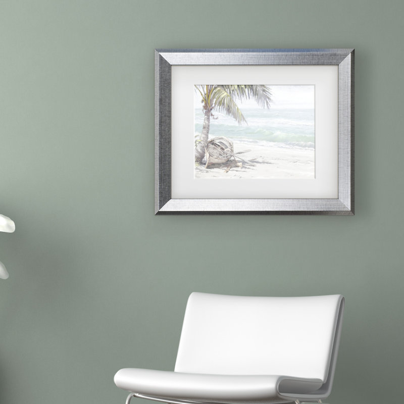 « bateau on beach », impression, H 11 po x l 14 po x p 2 po, Cadre argenté