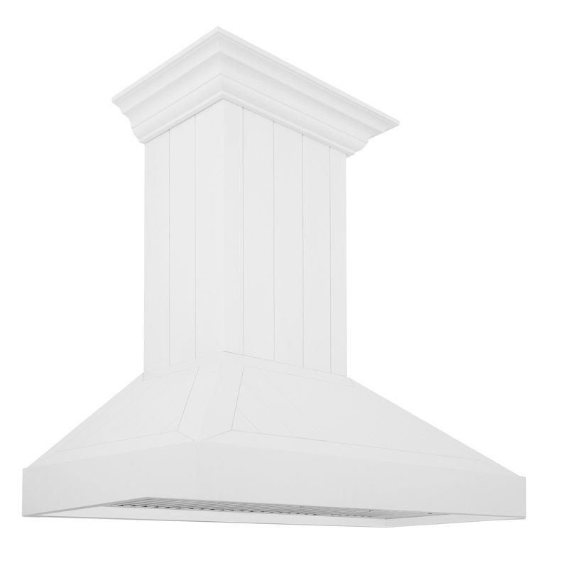 ZLINE 36 in. Wooden Wall Mount Range Hood in Shiplap Bright White Finish