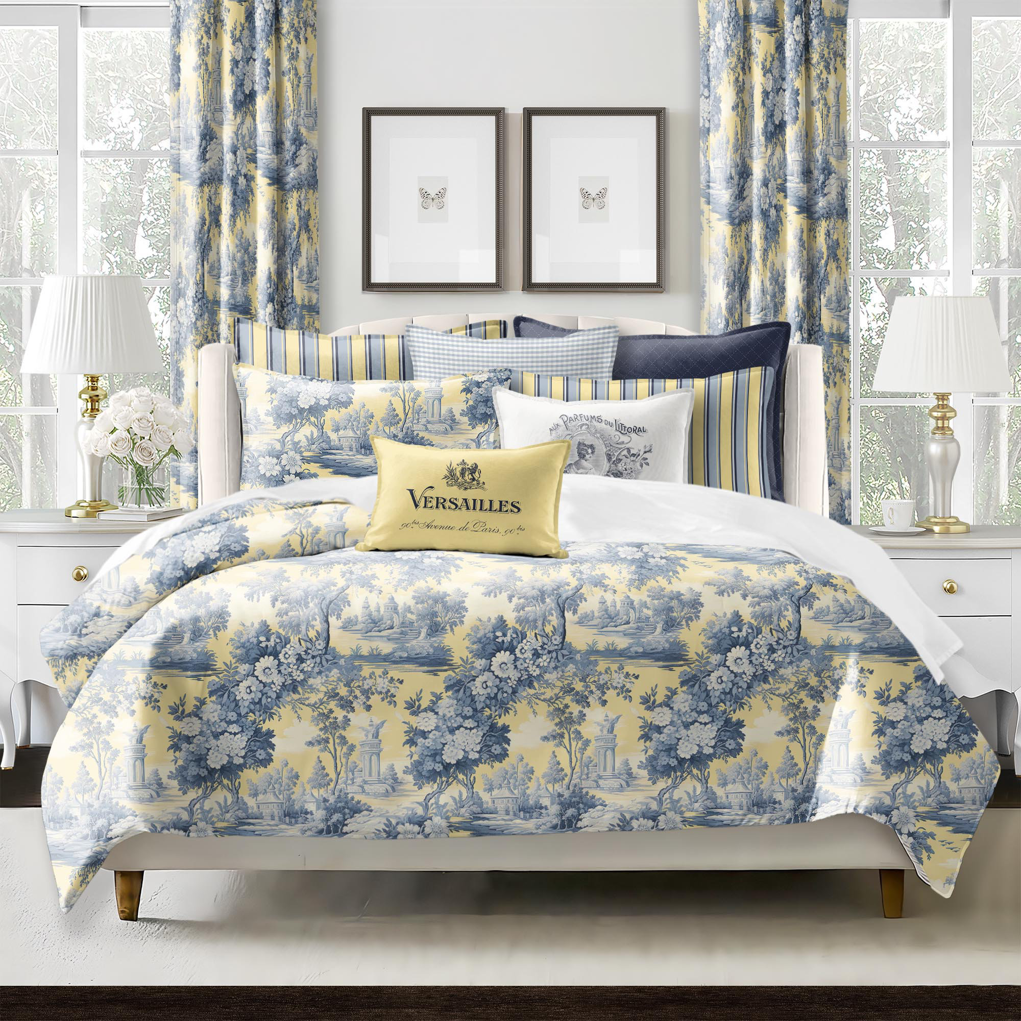 Giverney Yellow 6ix Tailors Fine Linens Size: Queen Duvet Cover, image size:2000x2000