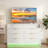 6-Drawer Dresser with RGB LED Lights & Charging Station, White Linen Texture Chest of Drawers-1561186846