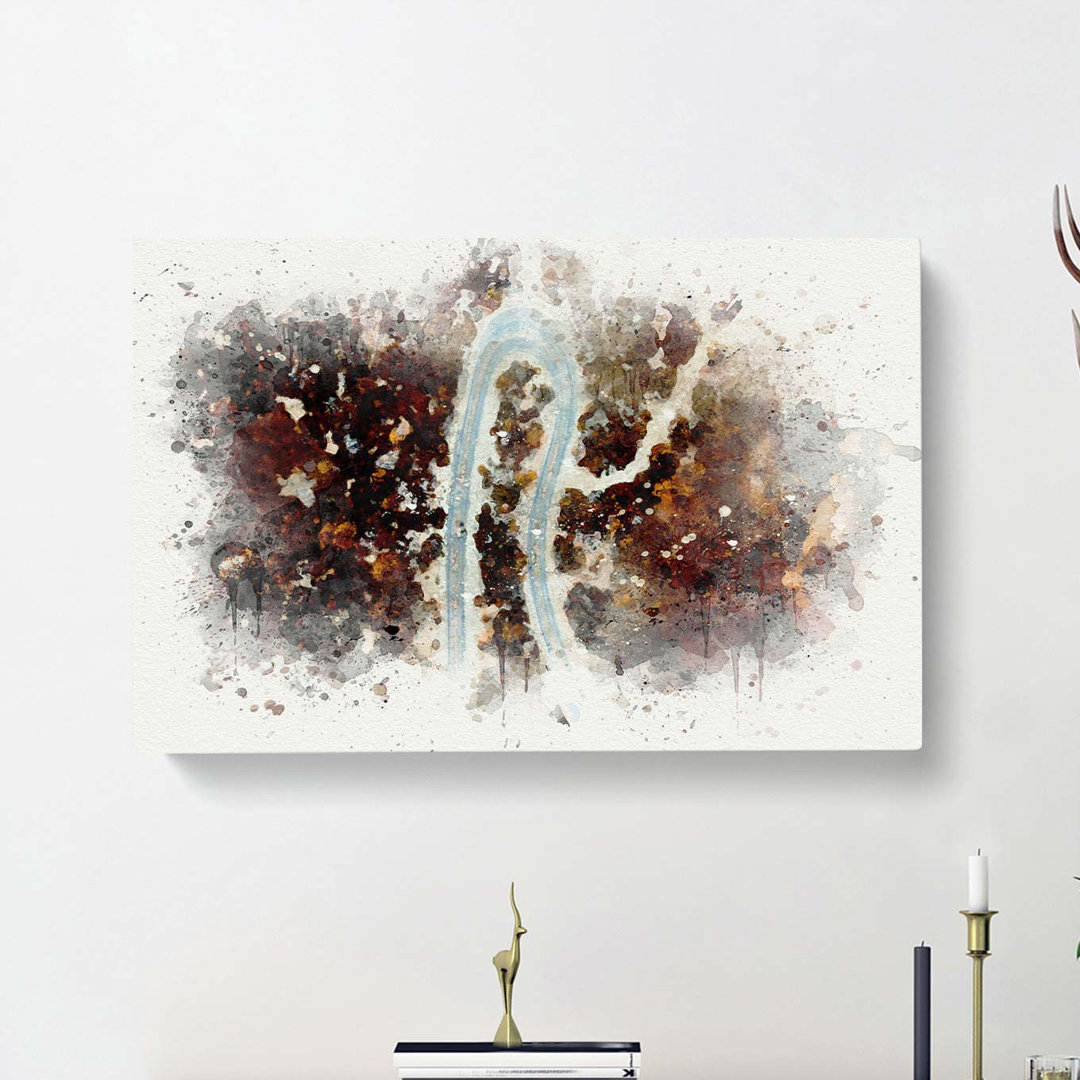 Bend in the Forest Road in Abstract - Wrapped Canvas