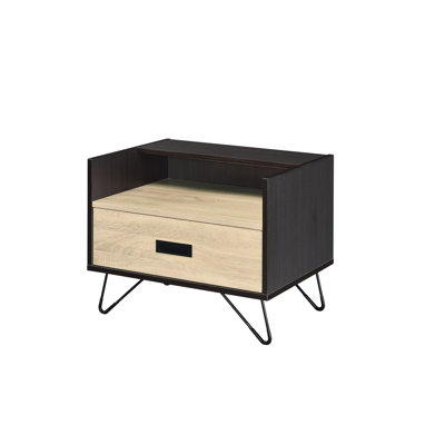 Allien Contemporary Accent Table With Storage Option - 19" Height, Black Metal Legs, 1, Synthetic Wood Industrial Style Practical Use High, Black, Body