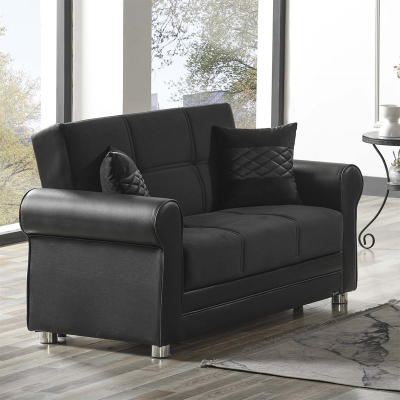 Causeuse convertible avec rangement Primenest Ithara Collection, Noir/brun foncé