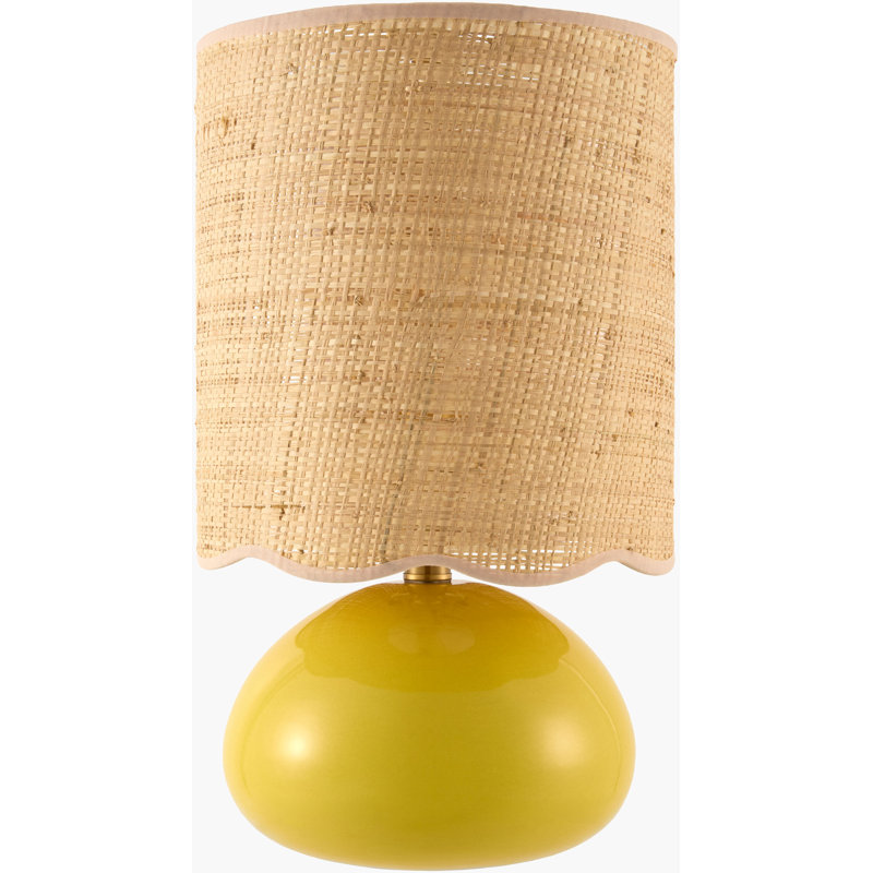 Lampe de table Yaitza, Yellow, Rattan Scalloped