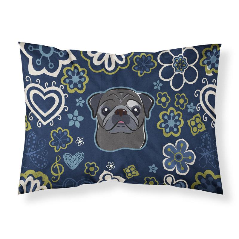 Taie d’oreiller floral, Pug noir