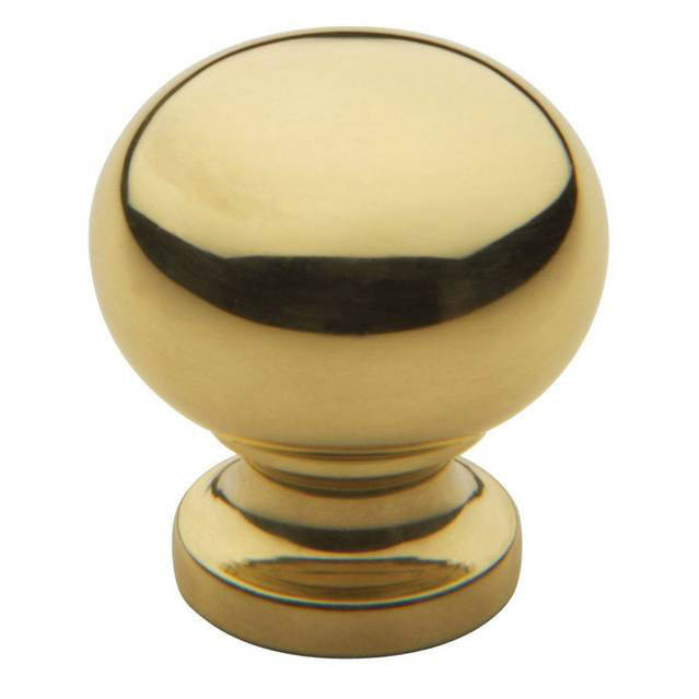 3/4" Diameter Round Knob, Bright Brass