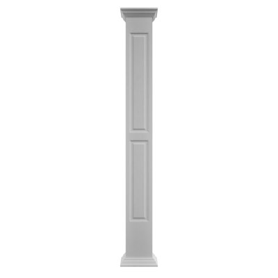 Craftsman Classic Square Non-Tapered, Double Raised Panel PVC Column Kit, Crown Capital & Crown Base