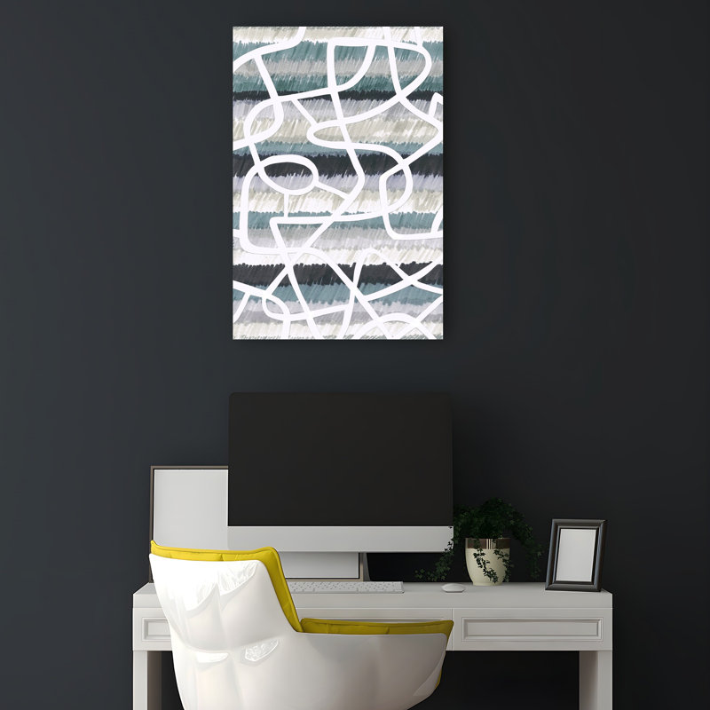 "Winding Lines", art abstrait abstrait géométrique contemporain, 18" H x 12" W