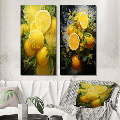 Citron sérénité IV - fruits, ensemble de 2 reproductions d'art en métal