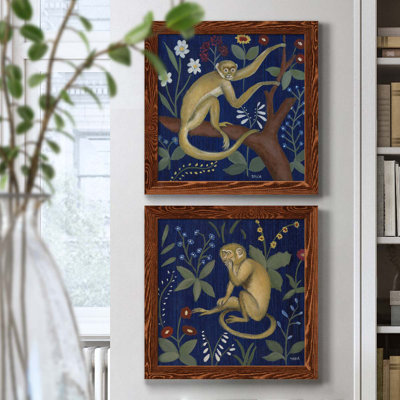 «Venezia Monkey Garden II», ensemble de 2 peintures sur toile encadrées