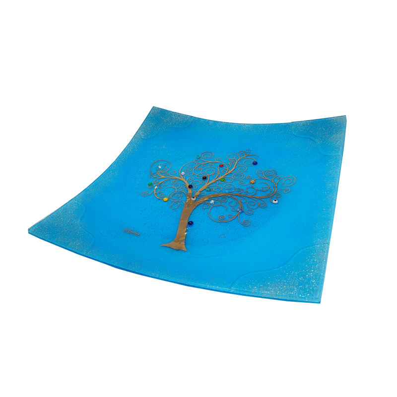 Clinkscales Glass Decorative Plate 1, Light Blue, 2cm H x 38cm W x 38cm D