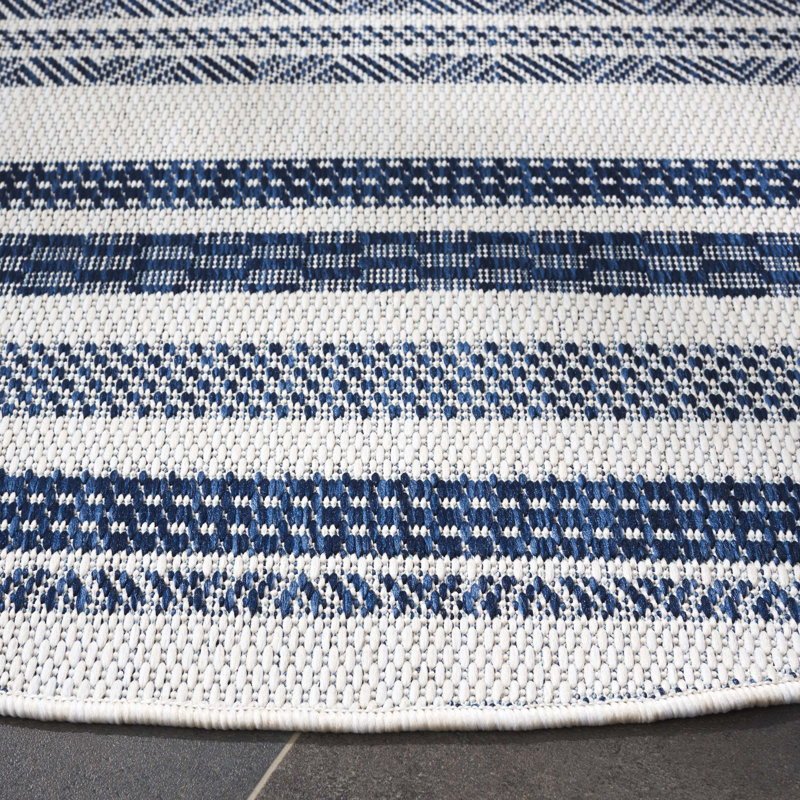 Tapis rayé Laris Performance Performance, Rond 6 pi 7 po