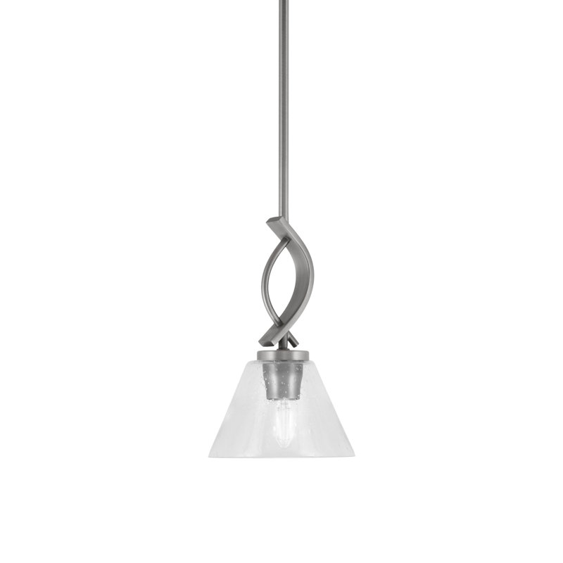 Mini-luminaire suspendu suspendu à la tige Zygi au fini graphite avec verre transparent de 12 po